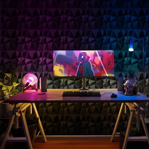AMIGO 33 Piece 3D Wall Panels Diamond Pattern, High-Strength PVC, Recyclable - Image 2