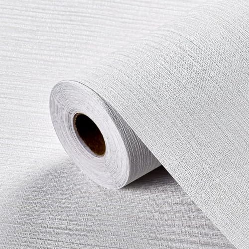 mamonhome Grasscloth Textured Wallpaper 24in X 393in Fabric Contact Paper White by mamonhome