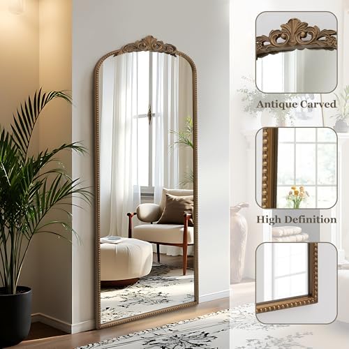 Micasso Gold Full Length Mirror: 21''x56'' Baroque Antique Floor Mirror - Image 2