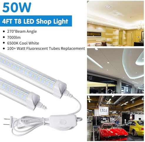 Led Shop Lights, Led Shop Lights 4FT 50W 6500K 7000LM Clear White, Shop Light - Image 2