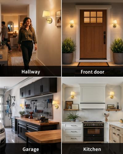 PUSU Motion Sensor Gold H9.6 inch Wall Sconces Set of 2, Small Wall Lamps - Image 6