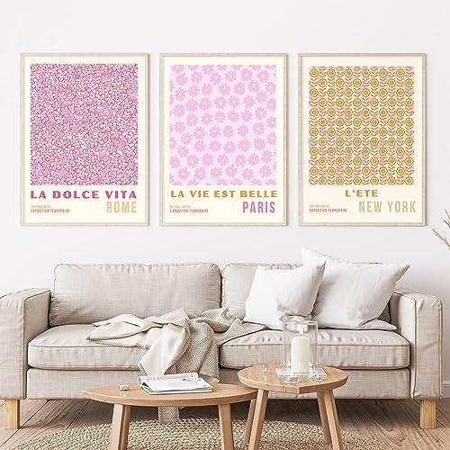 Pink Flower Market Wall Art Decor Aesthetic Abstract Canvas Floral Minimalist - Image 5