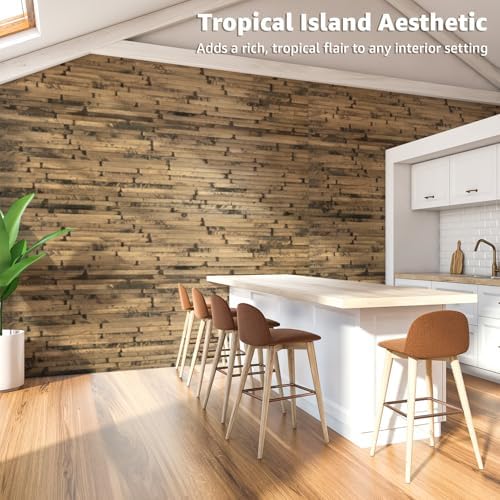 Art3d 48 x 96 in Pole Wrap Natural Bamboo Wall Panel, Dark Burned - Image 2