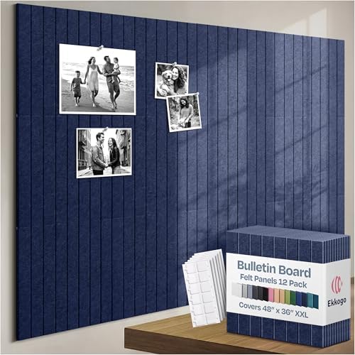 X-Large Cork Board Alternative 12-Pack Felt Bulletin Board Thick and Decorative by EkkogoAcousticPanels