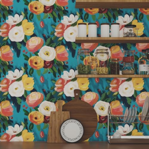 17.7" x 197" Boho Floral Peel and Stick Wallpaper Vintage Flower Contact Paper - Image 3
