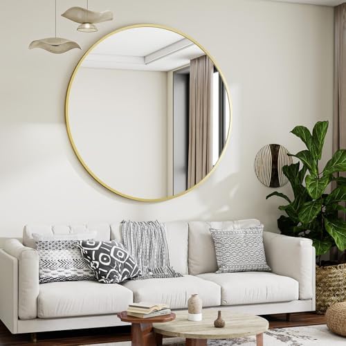 VooBang Large Gold Round Bathroom Mirror 48" - Image 2