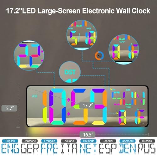 TXL 17.2 Inch Large Digital Wall Clock - Image 2
