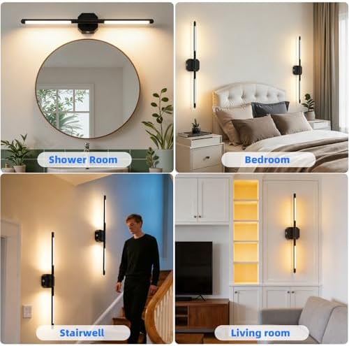 Rechargeable Wall Sconces, 2 Pack, 360° Dual Bars, 23-Inch Black - Image 6