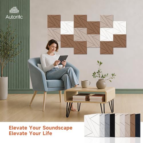 Acoustic Panels with Self Adhesive, 11.8”x11.8”, 12 Pack, Dark Brown - Image 3