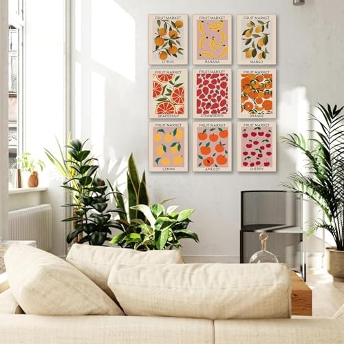 KBKBART Set of 9 Fruit Market Wall Art Prints Poster Kitchen Artwork 8x10in - Image 3