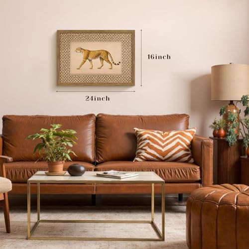 Vintage Framed Cheetah Canvas Wall Art Trendy Leopard Pictures 16×24 Inch - Image 6