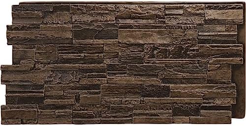 EverStone Cascade Faux Stone Panel, 48 5/8"W x 24 3/4"H x 1 1/4"D, Willow Peak by EkenaMillwork