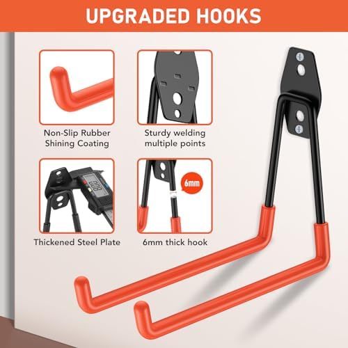 Garage Hooks, Anti-Slip Heavy Duty Wall Mount Hooks - Image 4
