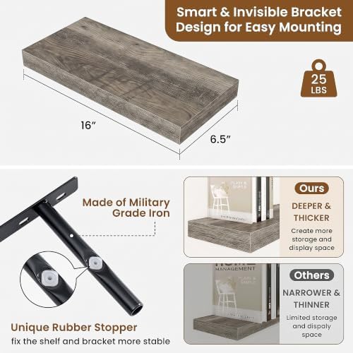 Floating Shelves for Wall, Wall Mounted Wood Shelves - Image 3
