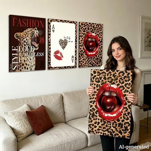 FTHMTN 3pcs Trendy Cheetah Wall Art - Image 4