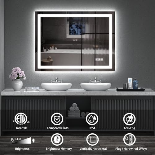 LED Mirror for Bathroom, 48x36 Inch Backlit + Front Lighted Bathroom Vanity - Image 2