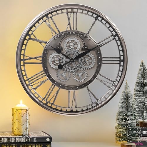 CLXEAST 28" Moving Gear Wall Clock by CLXEAST