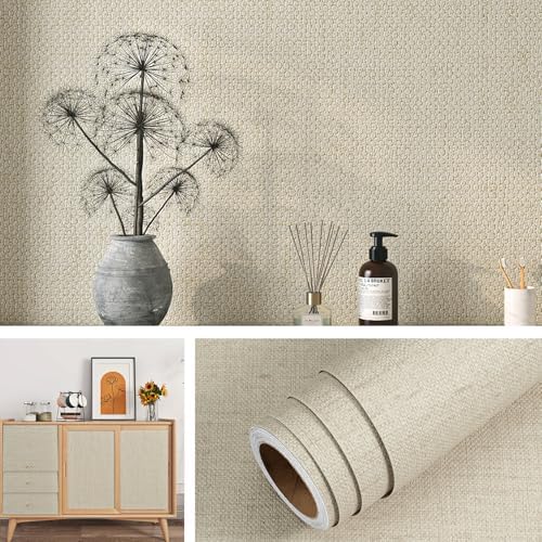 Livelynine 15.8x394 Neutral Textured Peel and Stick Wallpaper by Livelynine