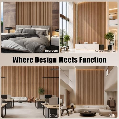 RITOLLO Wood Panels for Wall, 4 Pack Wood Slat Acoustic Panels, 118 x 11 in 3D - Image 6