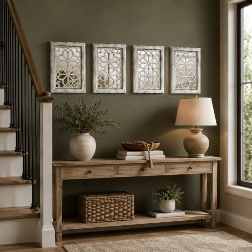 Set of 4 11x15 Inch Rectangular Shatterproof Grey Decorative Wall Mirrors - Image 5
