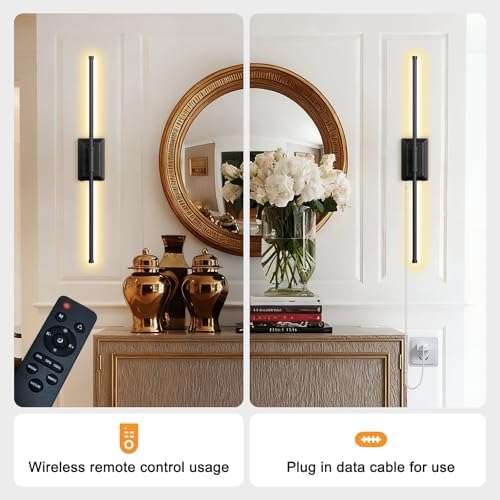 Battery Wireless Wall Light，Remote，With a long charging cable，Set of 2 - Image 2