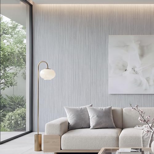 Grey Faux Grasscloth Self-Adhesive Wallpaper 15.7"x393" - Image 7