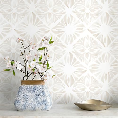 Boho Wallpaper Neutral Peel and Stick Wallpaper 197"x17.3" Geometric Wall Paper by Fiula