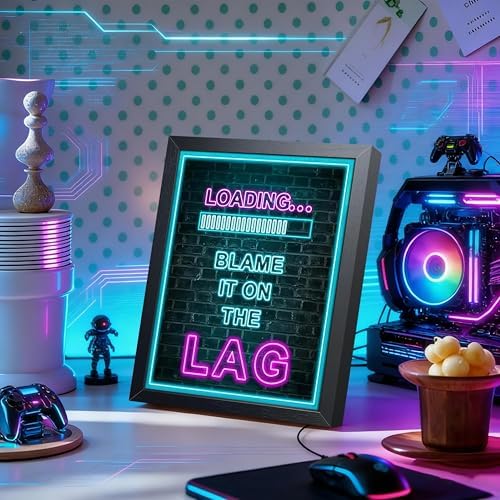 Framed Gamer Wall Art, Boys Game Room Wall Decor Painting, Funny “Blame It On - Image 7