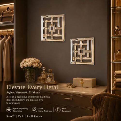 Square Decorative Wall Mirror 12 x 12 Inch, Modern Wall Mounted Accent Mirror - Image 2