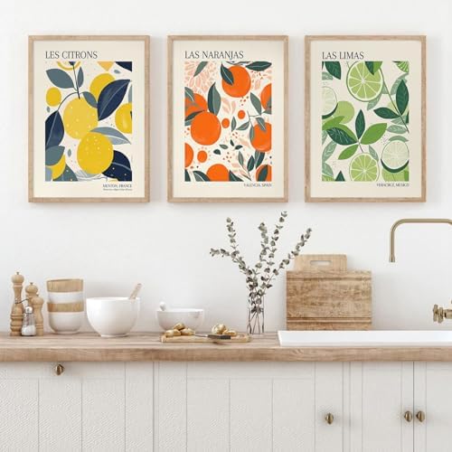 Fruit Market Wall Art Decor Kitchen Lemon Pictures Wall Art Fruit Botanical - Image 5