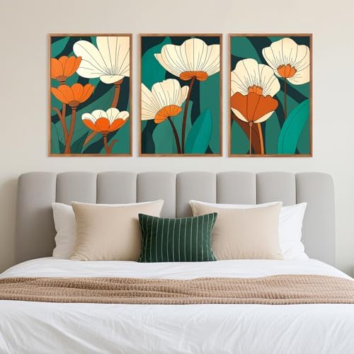 CHDITB Modern Floral Framed Canvas Wall Art Set, Nature Flowers Wall Decor - Image 3