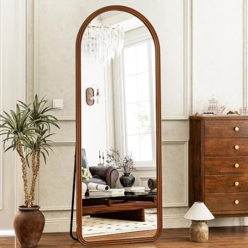 24x65 Inch Wood Arched Full Length Floor Mirror - Image 3
