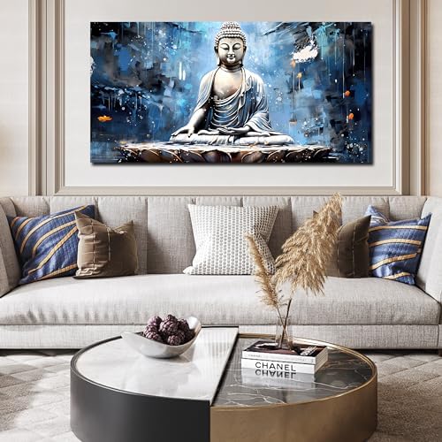 Xxliren Blue Buddha Wall Art Spiritual Wall Decor 60 x 30 Inch - Image 4