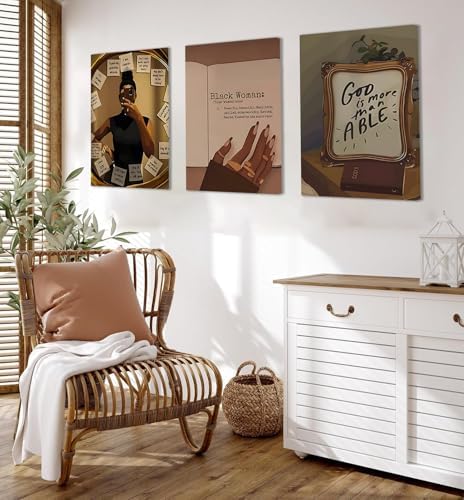 Framed Black Girl Wall Art Set of 3, Fashion Inspirational Black Woman Wall - Image 7