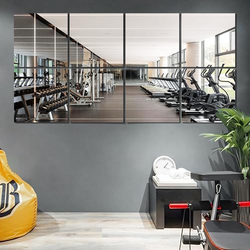 Vlush Sticky Mirror Tiles Fitness Full Length Mirror 11＂x11＂8 Pieces by Vlush