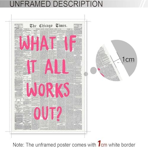 Drimiler What If It All Works Out Poster Retro Newspaper Pink Font Canvas Wall - Image 3