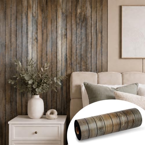 Wood Grain 15.8" W x 118" L Peel and Stick Wall Panels, 3D Soundproof by Labeumela
