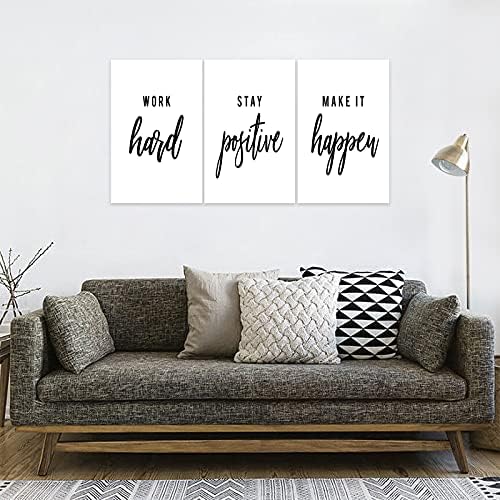 3 Piece Inspirational Wall Art, Quote Work Stay Make It Canvas Print - Image 3