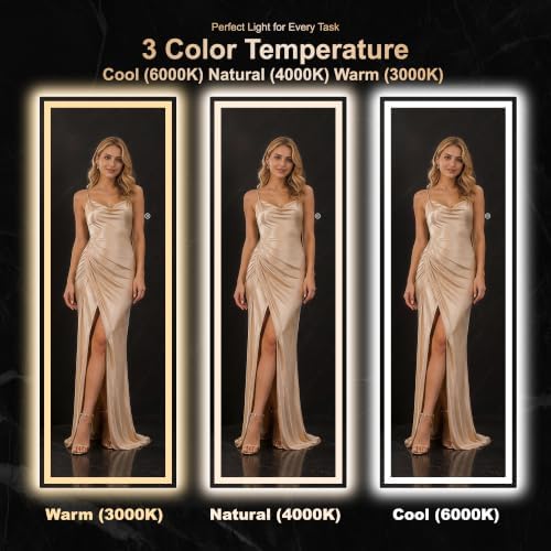 Delma LED Full Length Mirror, Dimmable & 3 Color Lighting, - Image 6