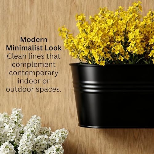 LaLaGreen Modern Wall Planter Black Metal Plant Shelf - Image 6