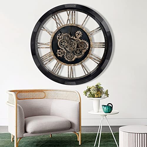 30" Large Wall Clock Moving Gears, Oversized Industrial Rustic Farmhouse Clocks - Image 5