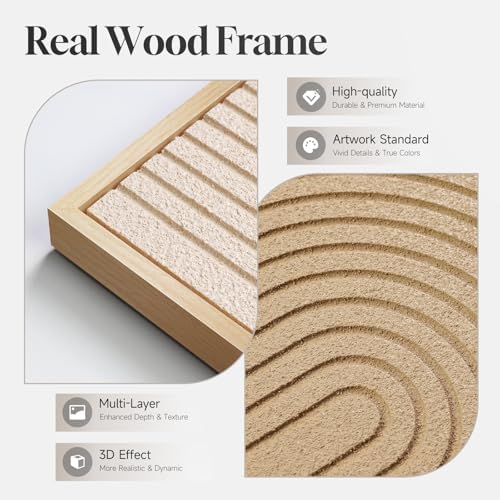 Large 3D Framed Neutral Abstract Wall Art - Image 3
