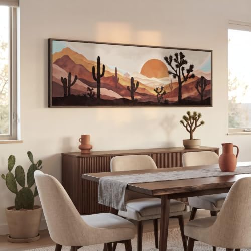 Framed Long Narrow Boho Desert Landscape Horizontal Wall Art, 60x20 Inch - Image 2