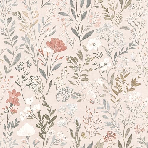 Froluya Wildflower Peel and Stick Wallpaper Neutral Floral Contact Paper by Froluya