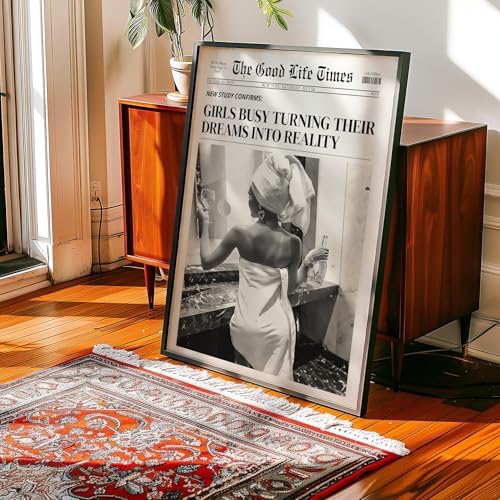 Fashion Black And White Newspaper Wall Art 12x16in Black Framed Retro Cocktail - Image 5