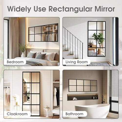 DUMOS Window Pane Wall Mirror, 16x32 Inch Black Framed Mirrors - Image 5