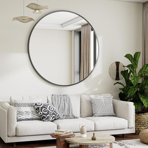 VooBang Large Black Round Bathroom Mirror 48" - Image 2