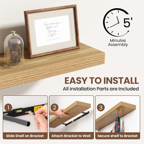 Acovy 30 Inch Floating Shelves for Wall 2 Pack, Wall Mounted Floating Shelf - Image 6