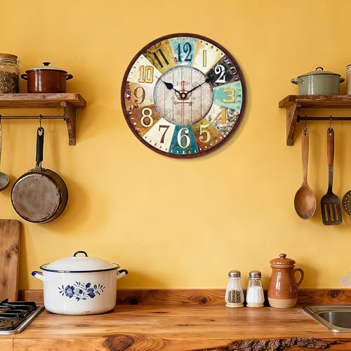 VIKMARI 14in Wooden Wall Clock Tuscan French Country Silent Home Decor - Image 6