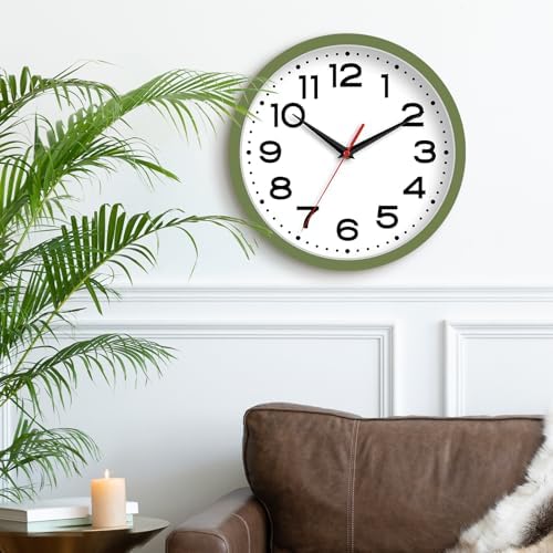 Roymnie 8 Inch Small Wall Clock, Battery Operated Silent Non Ticking Green - Image 6